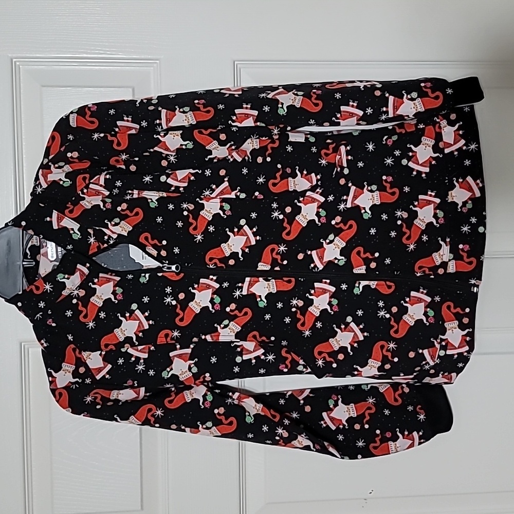 NWT Scrubaid Zip Up Christmas Scrub Top Size S